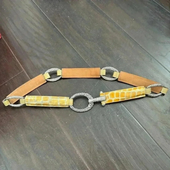 Vintage Brighton croc patent leather western latch belt Y2K boho 34 cowgirl - Picture 2 of 8